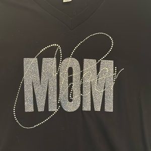 Cheer Mom Glitter T-Shirt Black NEW! L Large